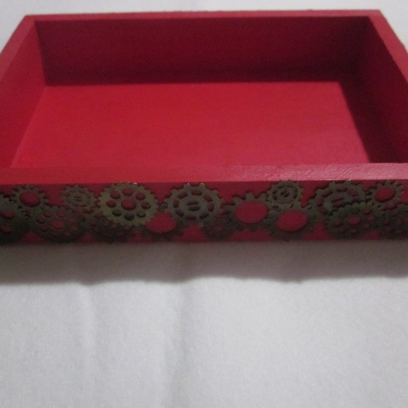 Red and Bronze Steampunk Tray. - Picture 2 of 7